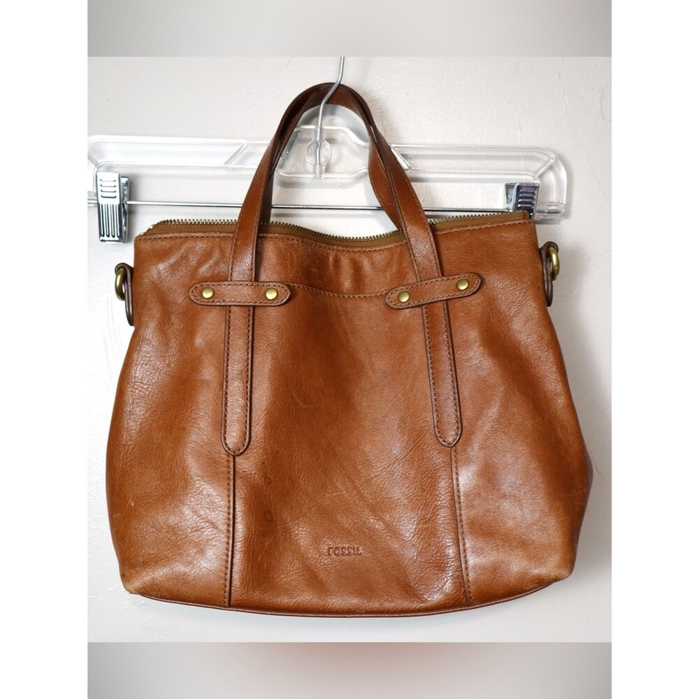 Fossil Felicity Brown Leather Small Satchel Bag Purse